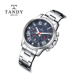 [TANDY] Men's Diamond Metal Wristwatch DIA-3924 – Precisely Cut Real Diamond Points, Luminous Hour & Minute Hands for Nighttime Visibility